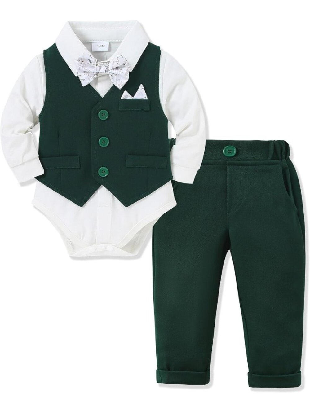 Charming Baby Boy Formal Outfit 0-24 Months | Dress Shirt, Bowtie, Vest & Pants